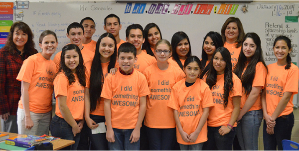 LFU Students with Awesome Thoughts Team recognizes Villareal Elementary students