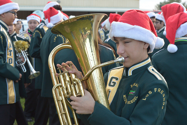 Resaca Middle School visually impaired student Andres Salas marched in his first parade Saturday, December 13th.