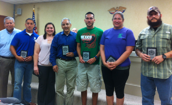 L to R: Mando Guerrero, Celina Gonzales, Javier Mendez, Jeffrey Rosas, Mary Cardona and Leroy Diaz were recognized for their efforts and time organizing the Boots On Ground Endurance Run