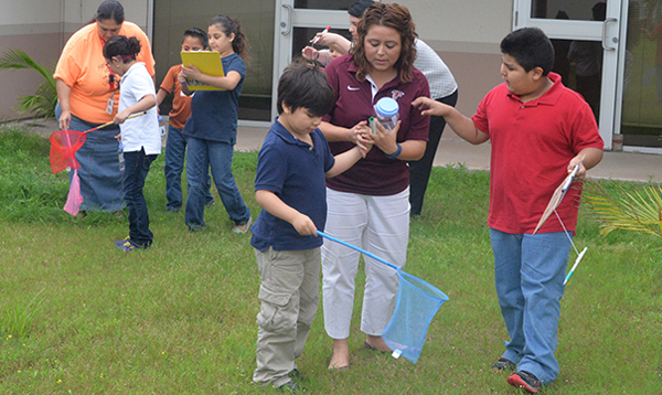 Dora Romero Elementary students participate in Scavenger Hunt for Earth Day Wednesday.