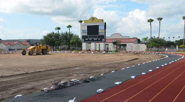 Los Fresnos CISD contracted with Hellas Construction for $1.78 million to convert Los Fresnos High School and Leo Aguilar Memorial Stadium fields from natural grass to Matrix® Synthetic Turf 