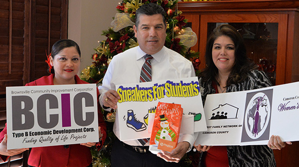Pictured with Los Fresnos CISD Superintendent Gonzalo Salazar are Estela Chavez-Vasquez (left) and Valerie Garcia, members of Women’s Law Section.